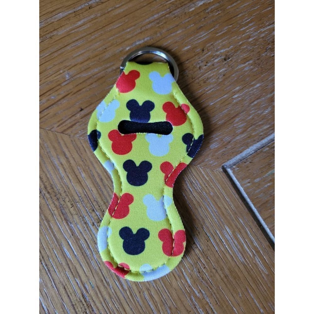 NEW Yellow, Black, Red, and White Mouse Ear Neoprene Chapstick Holder Key Chain